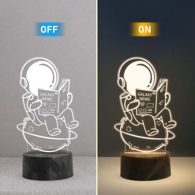 3D Illusion Astronaut Spaceman Night Light with Warm White Light Kids Room Decor Birthday Gift for Kids